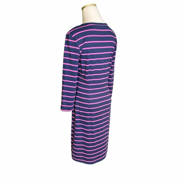 J. McLaughlin ‘Lynn’ Henley Dress in Navy Blue & Pink Stripe with Button Bust S - Picture 7 of 14